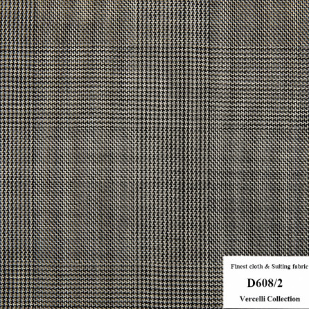 D608/2 Vercelli CVM - Vải Suit 95% Wool - Xám Caro